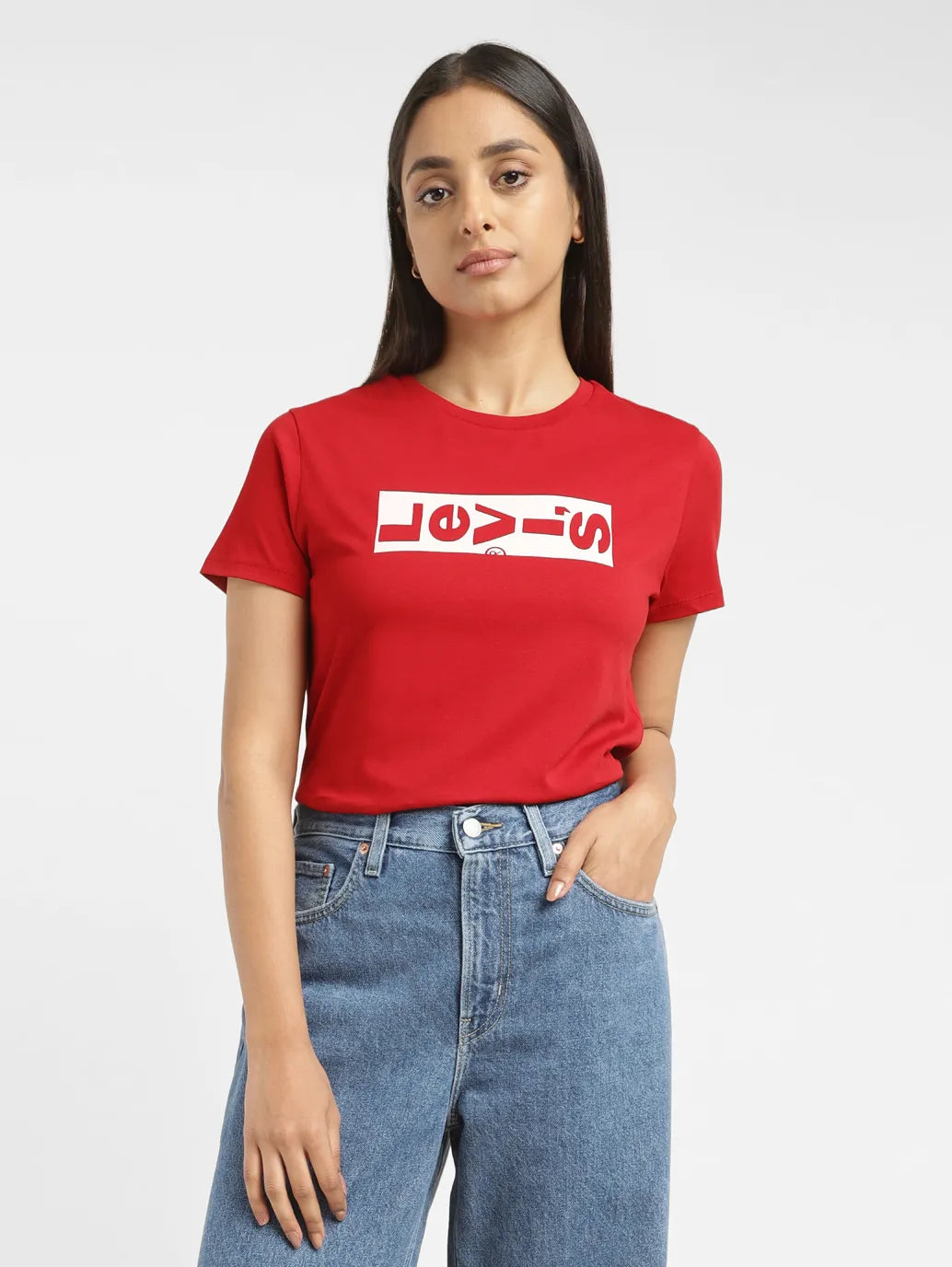 Women s Brand Logo Crew Neck T shirt