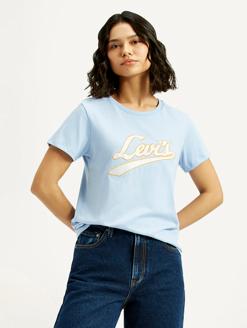 Women's Brand Logo Round Neck T-shirt
