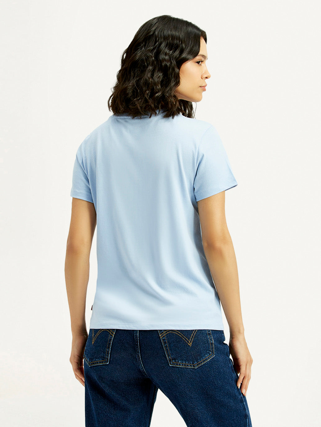Women's Brand Logo Round Neck T-shirt - Back View