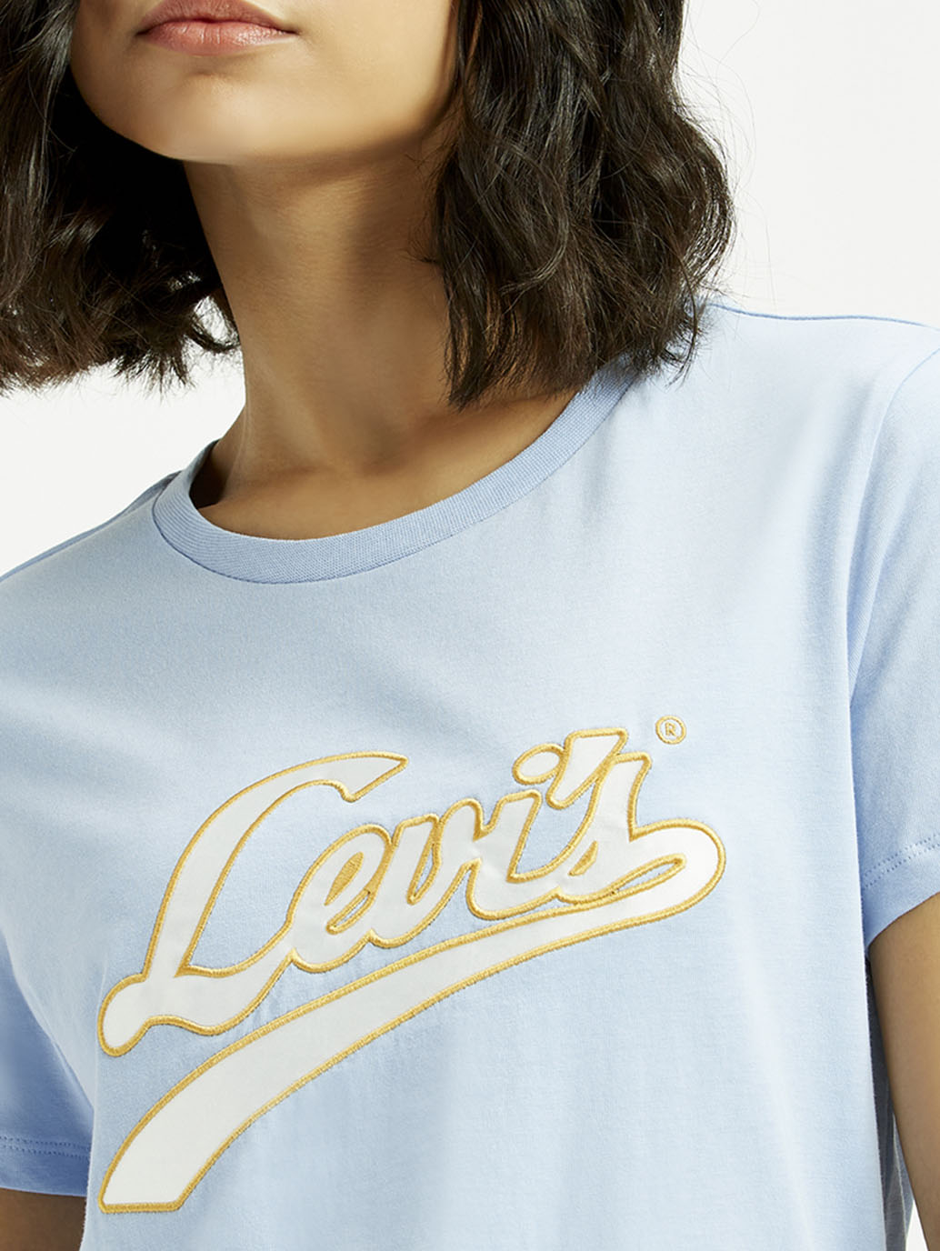 Women's Brand Logo Round Neck T-shirt - Detail View