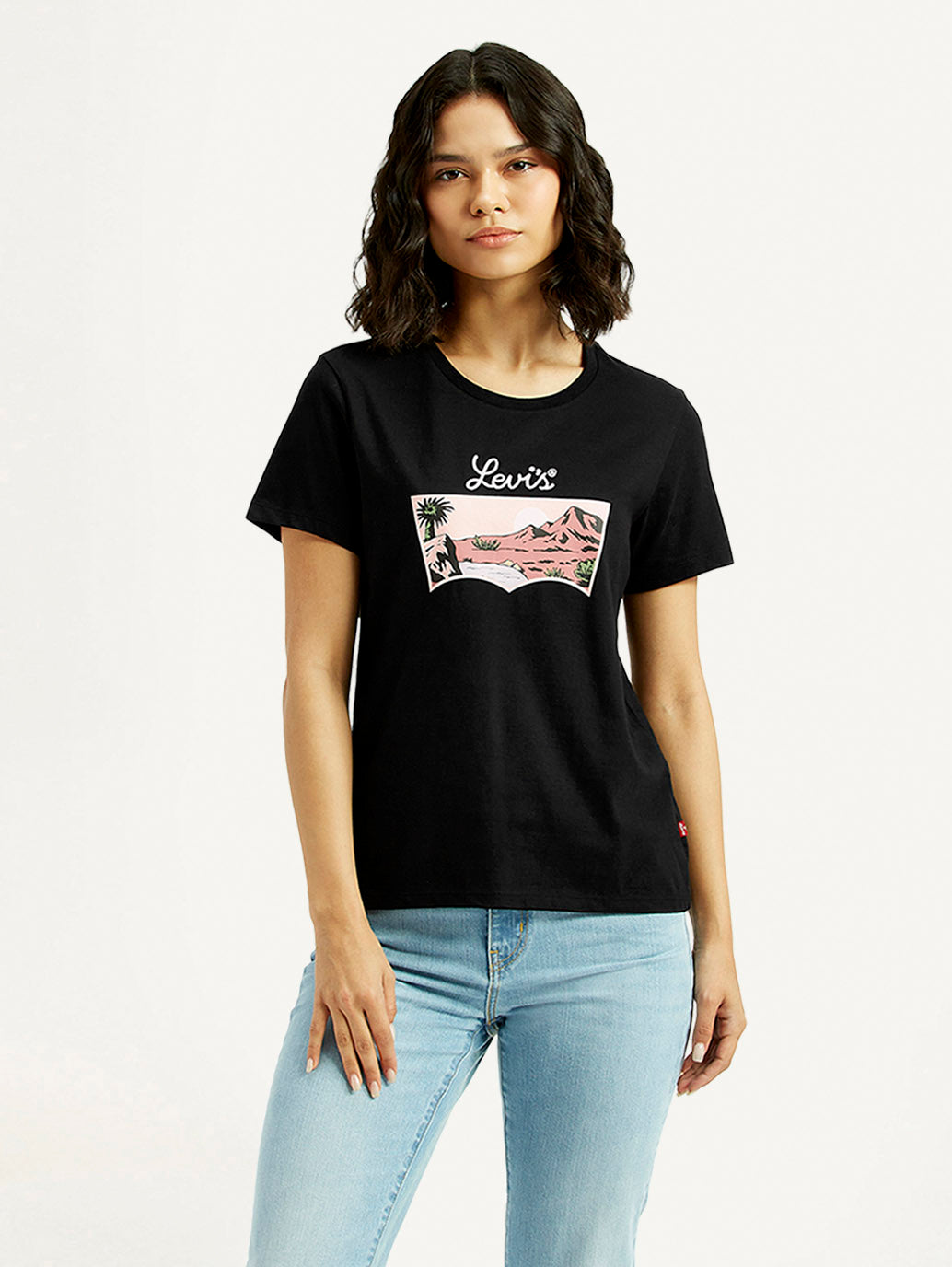 Women's Graphic Print Round Neck T-shirt - Front View