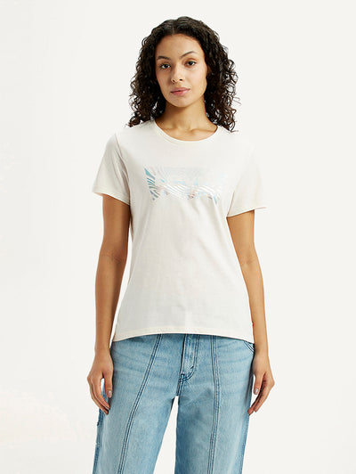 levi's Women's Brand Logo White Crew Neck T-shirt-picture-20