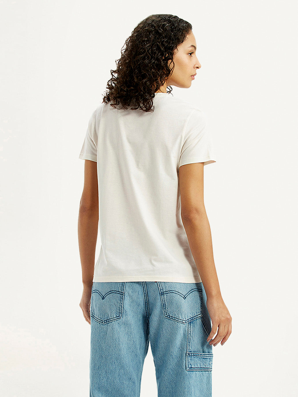 Women's Brand Logo White Crew Neck T-shirt - Back View