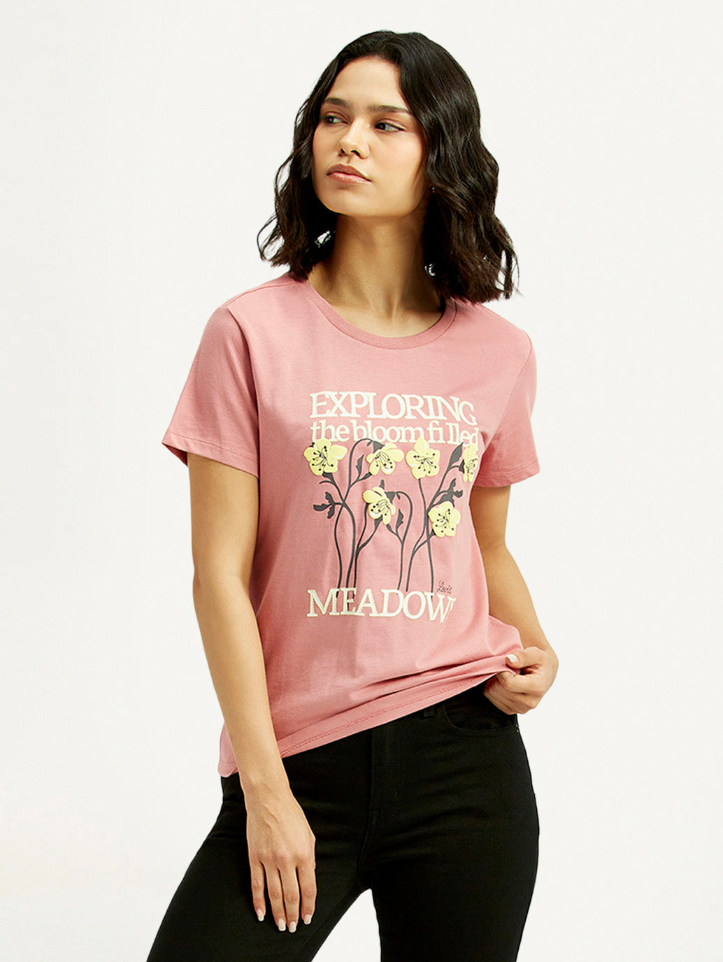 Women's Graphic Print Round Neck T-shirt - Styleshot View