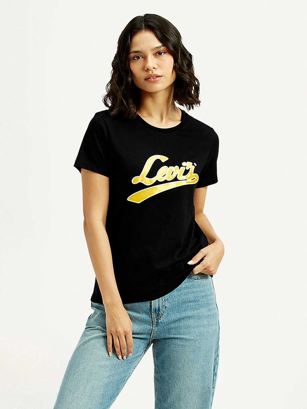Women's Brand Logo Round Neck T-shirt - Styleshot View