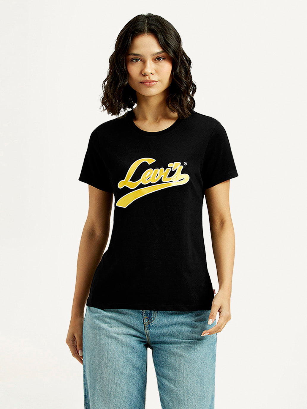 Women's Brand Logo Round Neck T-shirt - Front View
