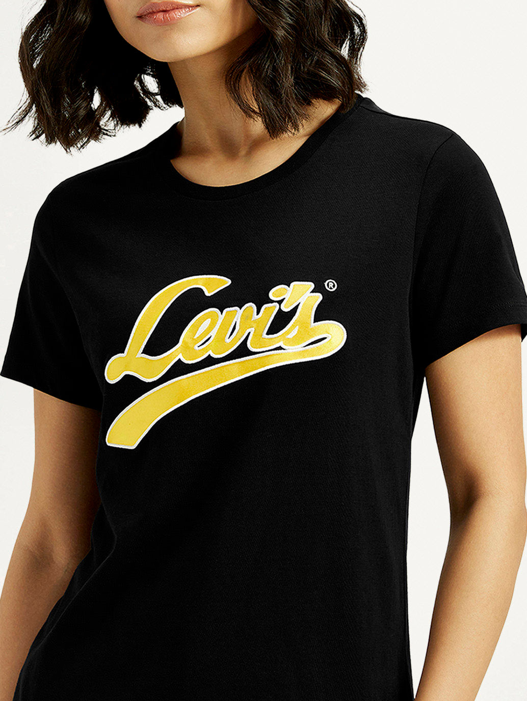 Women's Brand Logo Round Neck T-shirt - Detail View