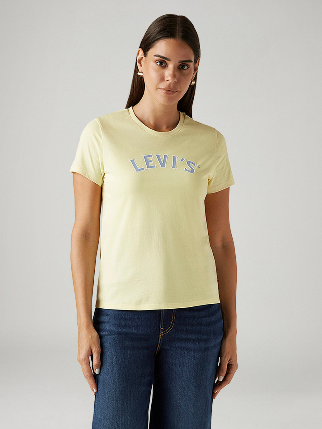Women's Brand Logo Yellow Crew Neck T-shirt - Front View