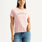 Women's Brand Logo Light Pink Round Neck T-shirt - Styleshot View