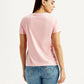 Women's Brand Logo Light Pink Round Neck T-shirt - Back View