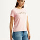 Women's Brand Logo Light Pink Round Neck T-shirt - Side View