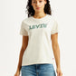 Women's Brand Logo Off White Crew Neck T-shirt - Front View