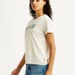 Women's Brand Logo Off White Crew Neck T-shirt - Side View