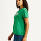Women's Brand Logo Green Crew Neck T-shirt - Side View