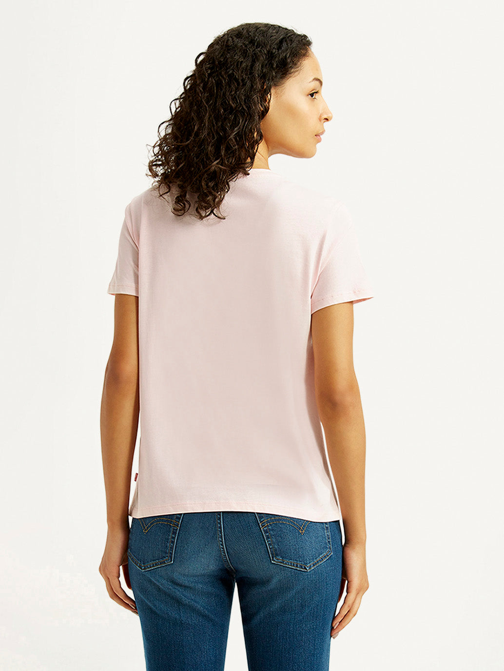 Women's Brand Logo Light Pink Crew Neck T-shirt - Back View