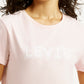 Women's Brand Logo Light Pink Crew Neck T-shirt - Detail View