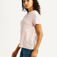 Women's Brand Logo Light Pink Crew Neck T-shirt - Side View