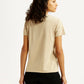 Women's Brand Logo Beige Crew Neck T-shirt - Back View