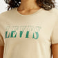 Women's Brand Logo Beige Crew Neck T-shirt - Detail View