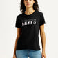 Women's Brand Logo Black Crew Neck T-shirt - Front View