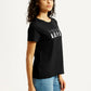 Women's Brand Logo Black Crew Neck T-shirt - Side View