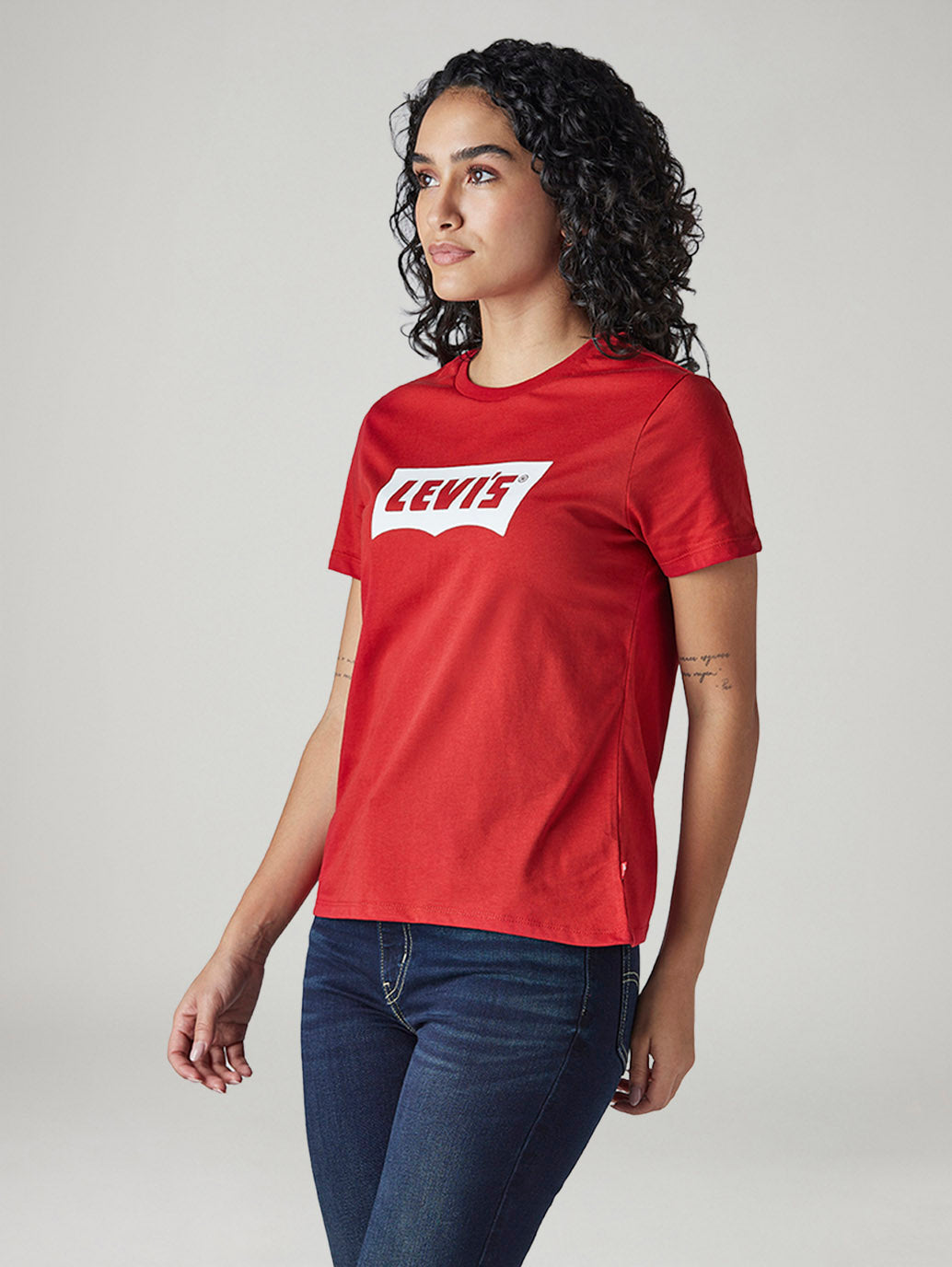 Women's Logo Printed Slim Fit T-Shirt - Side View