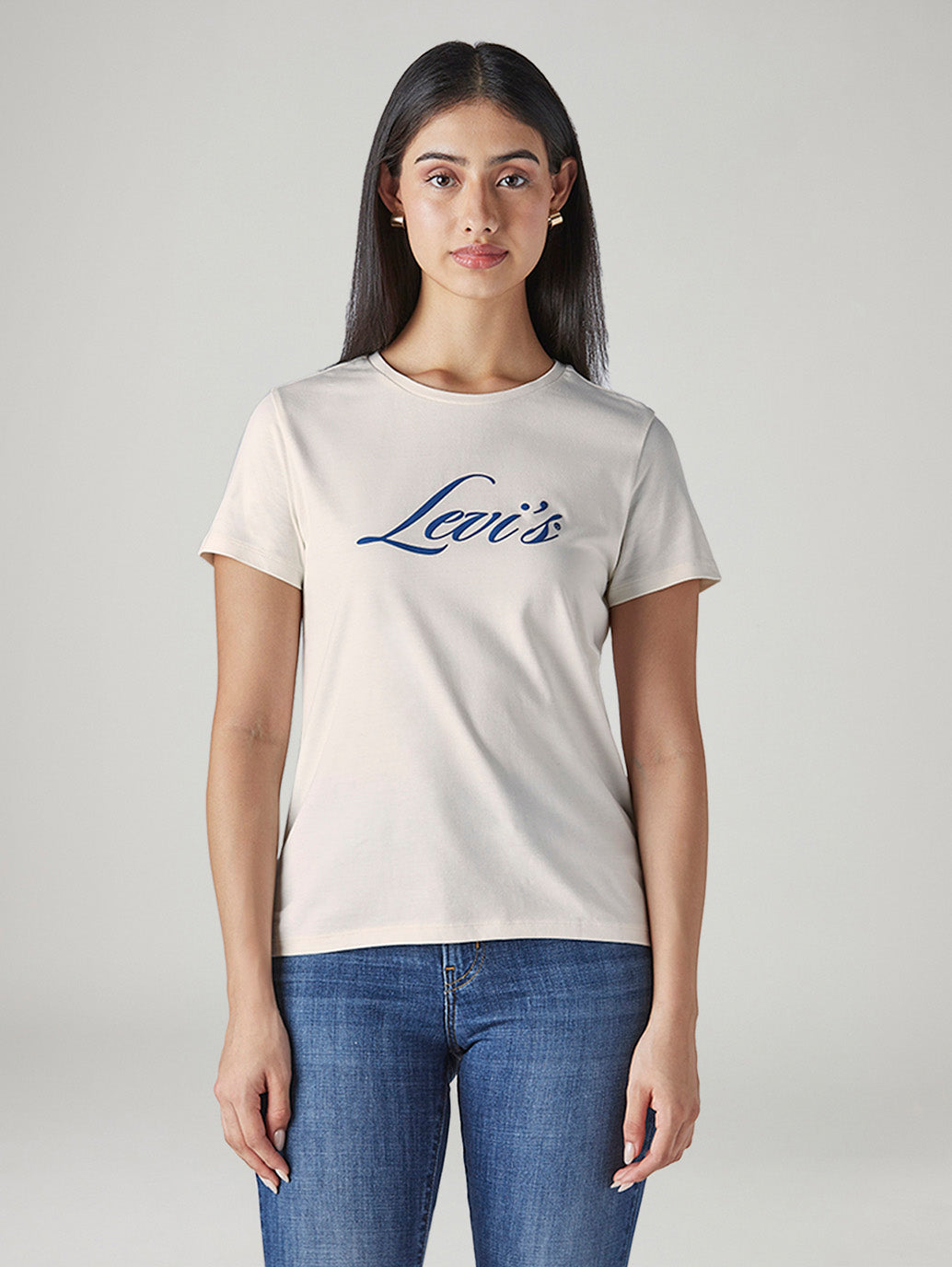 Women's Logo Printed Slim Fit T-Shirt - Front View