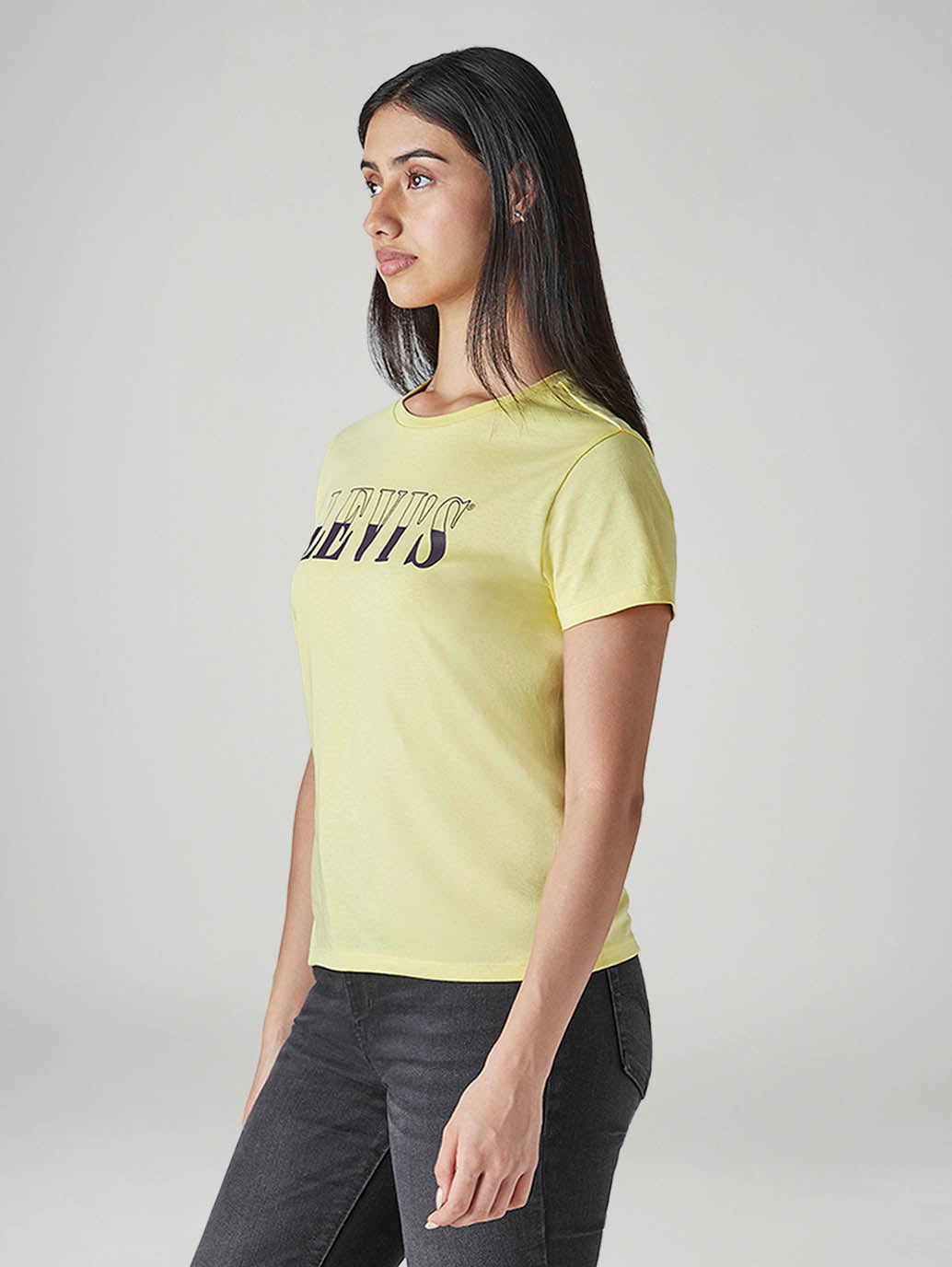 Women's Typography Printed Regular Fit T-Shirt - Side View