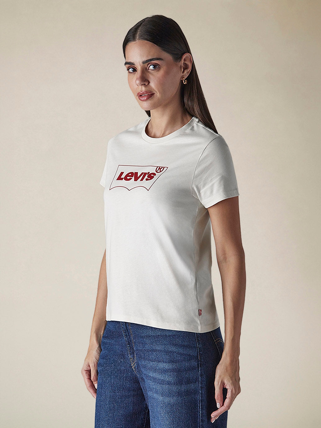 Women's Graphic Crew Neck Slim Fit Jersey T-Shirt - Side View