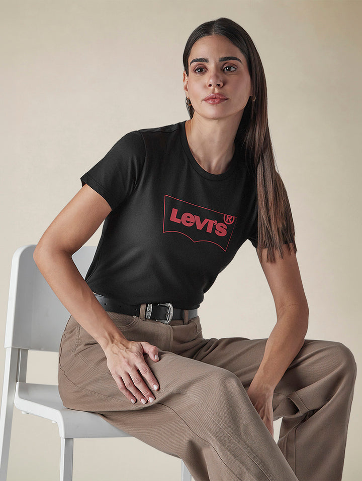 Women's Logo Printed Slim Fit Jersey T-Shirt