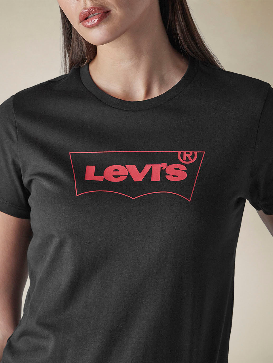 Women's Logo Printed Slim Fit Jersey T-Shirt - detail View