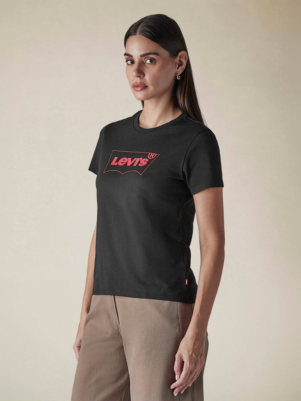 Women's Logo Printed Slim Fit Jersey T-Shirt - Side View