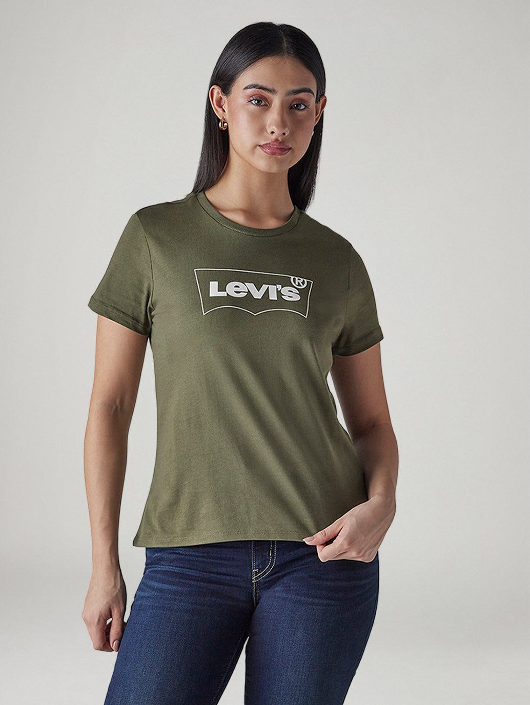 Women's Logo Printed Slim Fit Jersey T-Shirt - Front View
