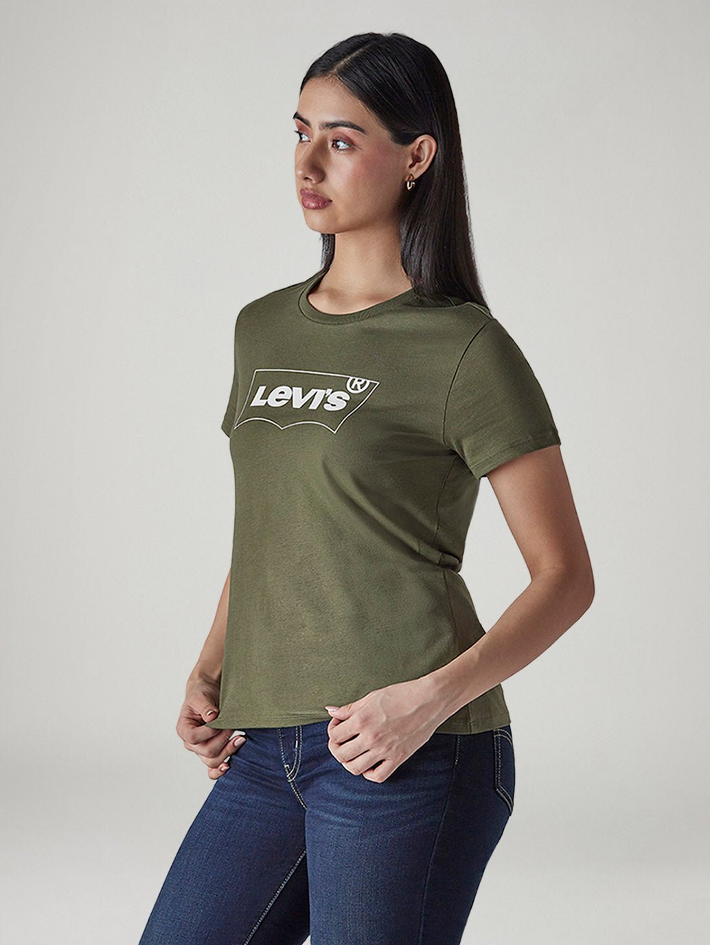 Women's Logo Printed Slim Fit Jersey T-Shirt - Side View