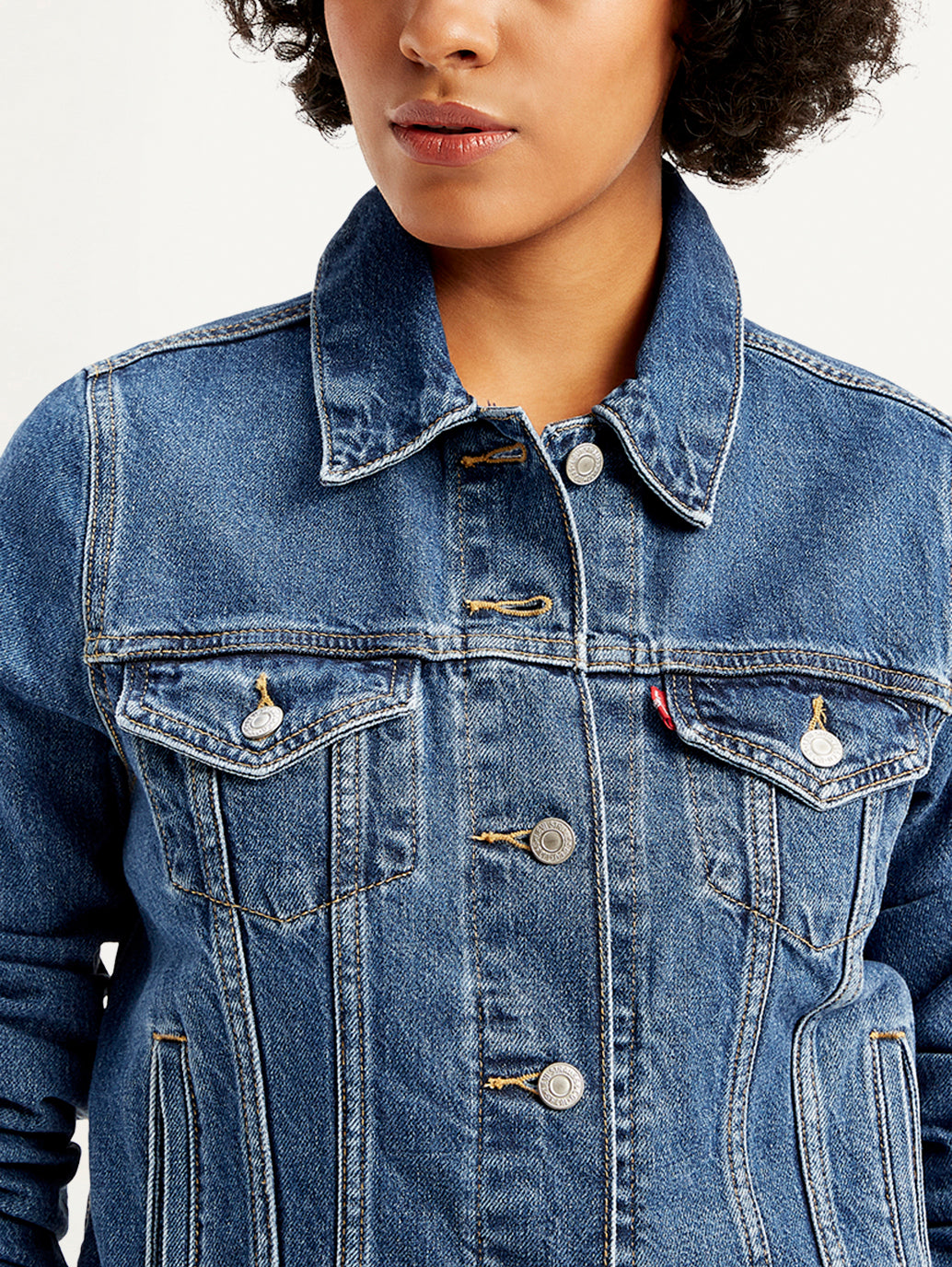 Women's Solid Blue Spread Collar Denim Jacket – Levis India Store