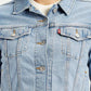 Women's Solid Light Blue Trucker Jacket - Detail View