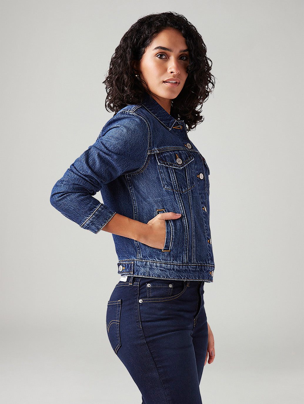 Women's Solid Regular Fit Jacket - Side View