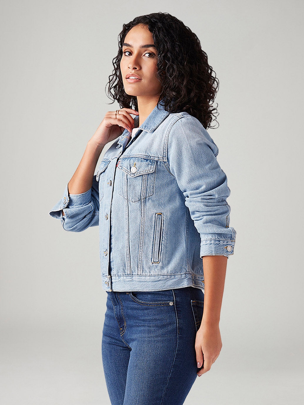 Women's Solid Regular Fit Jacket - Side View