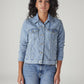 Women's Solid Regular Fit Denim Trucker Jacket - Front View