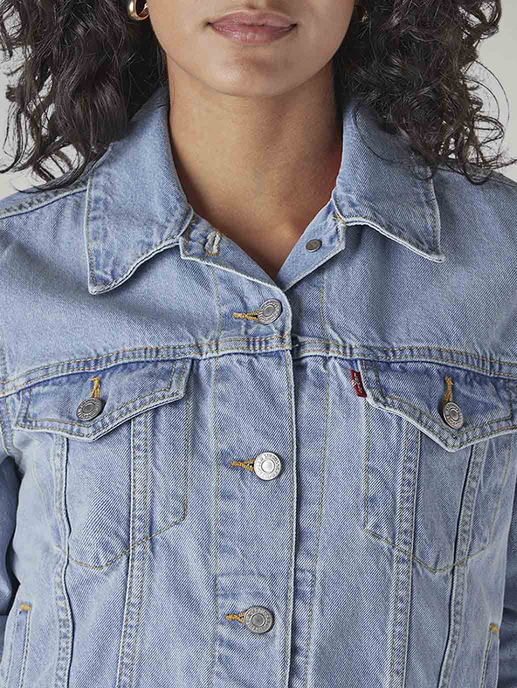 Women's Solid Regular Fit Denim Trucker Jacket - 20 View
