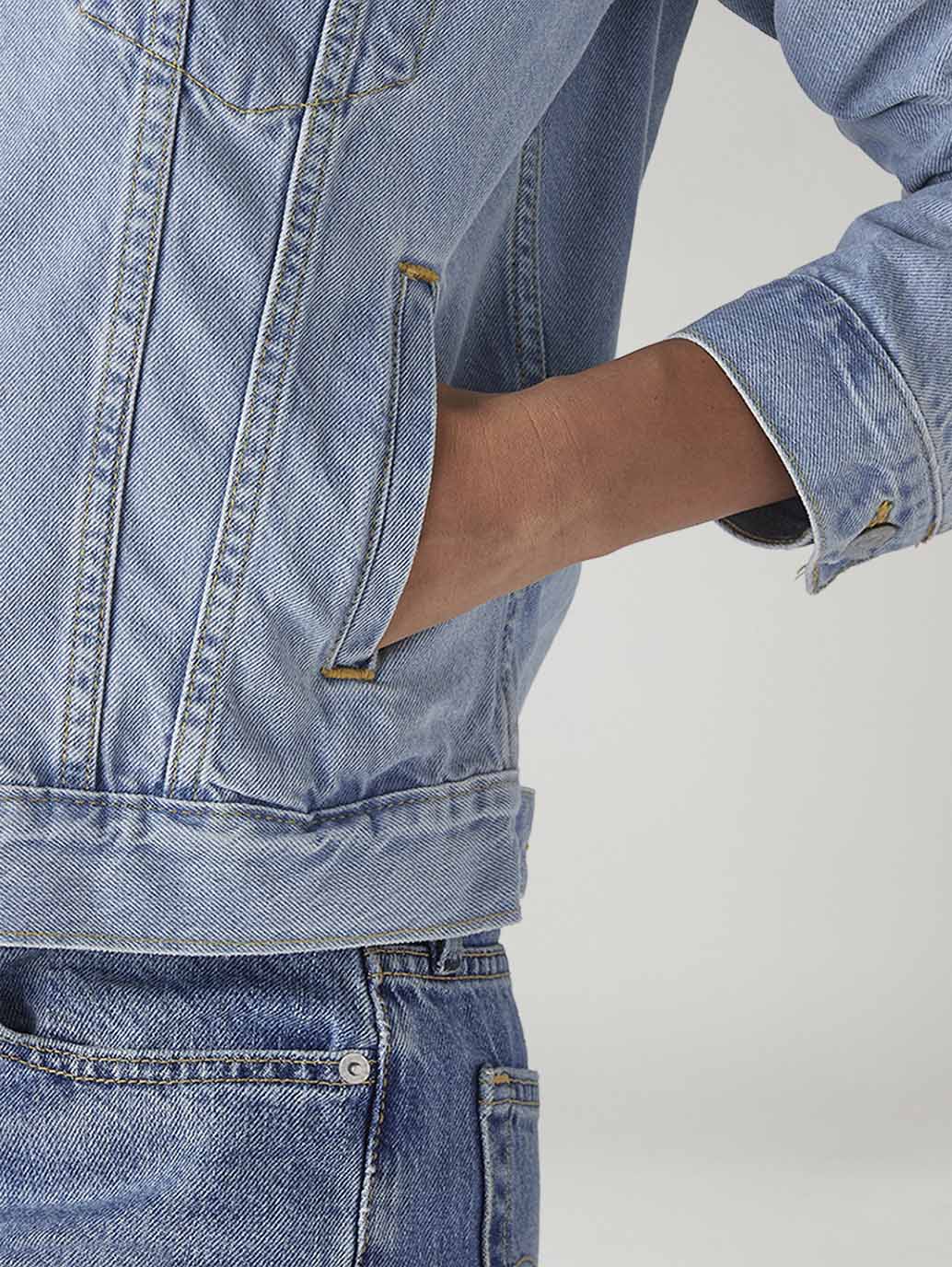 Women's Solid Regular Fit Denim Trucker Jacket - 20 View