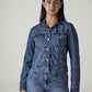 Women's Solid Regular Fit Trucker Jacket - Front View