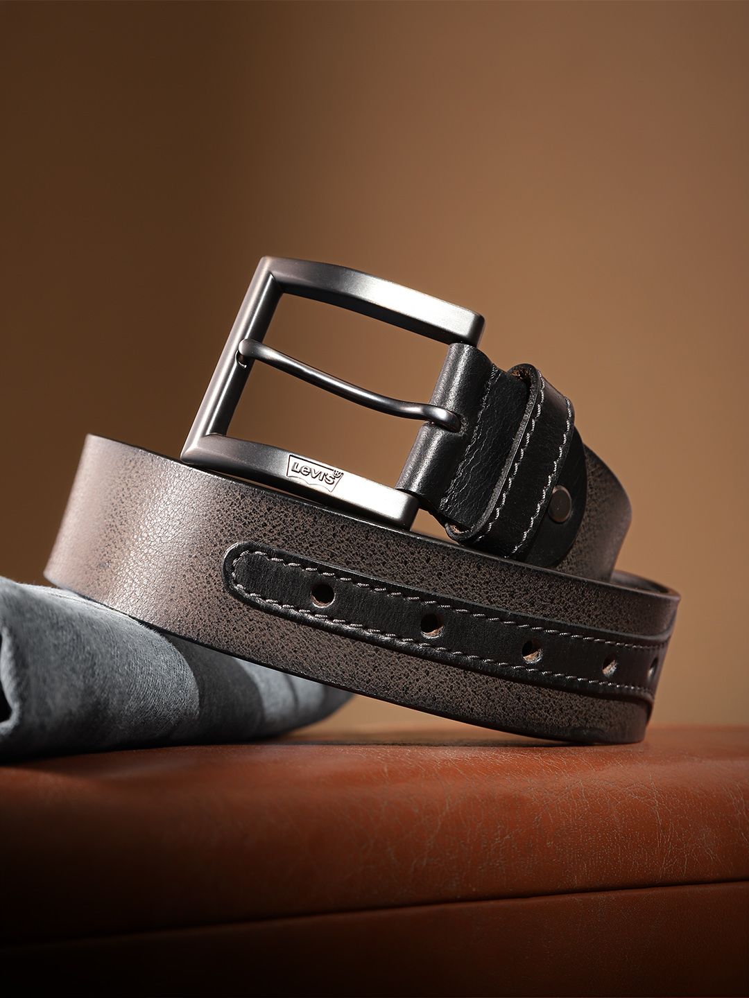 Men's Grey Textured Belt