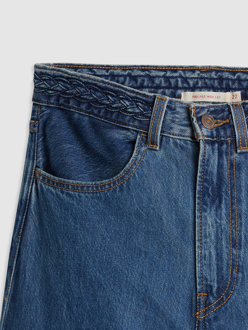 Women's Blue Ribcage Bell Bottom Wide Leg Fit High Rise Jeans - 243c6c0d11b087c2d31c6d42a7226217 View