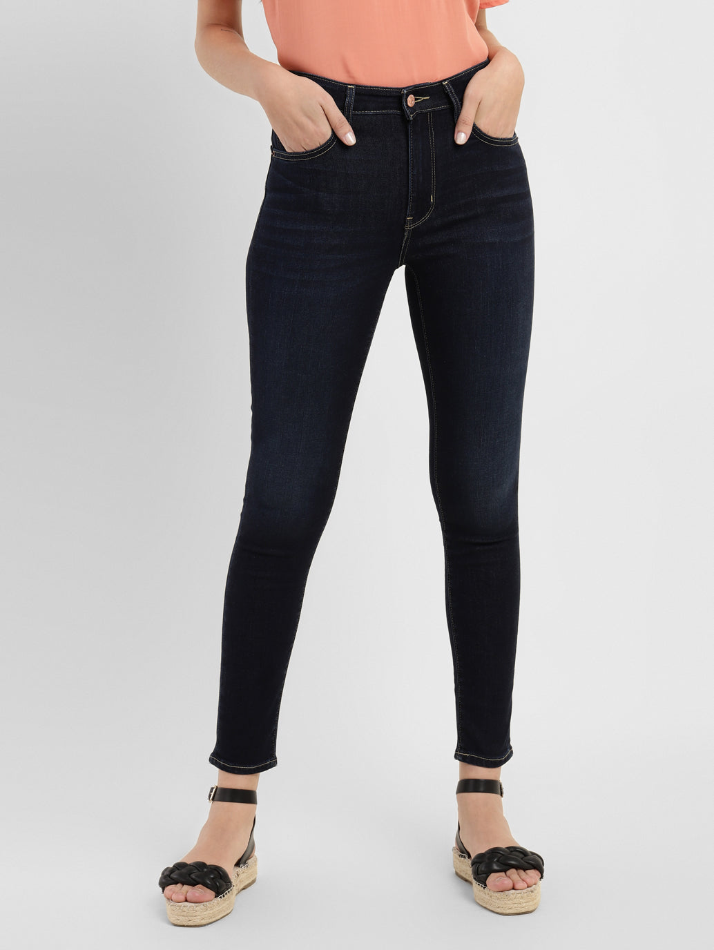 Women's 721 Navy Blue Skinny Fit High Rise Jeans