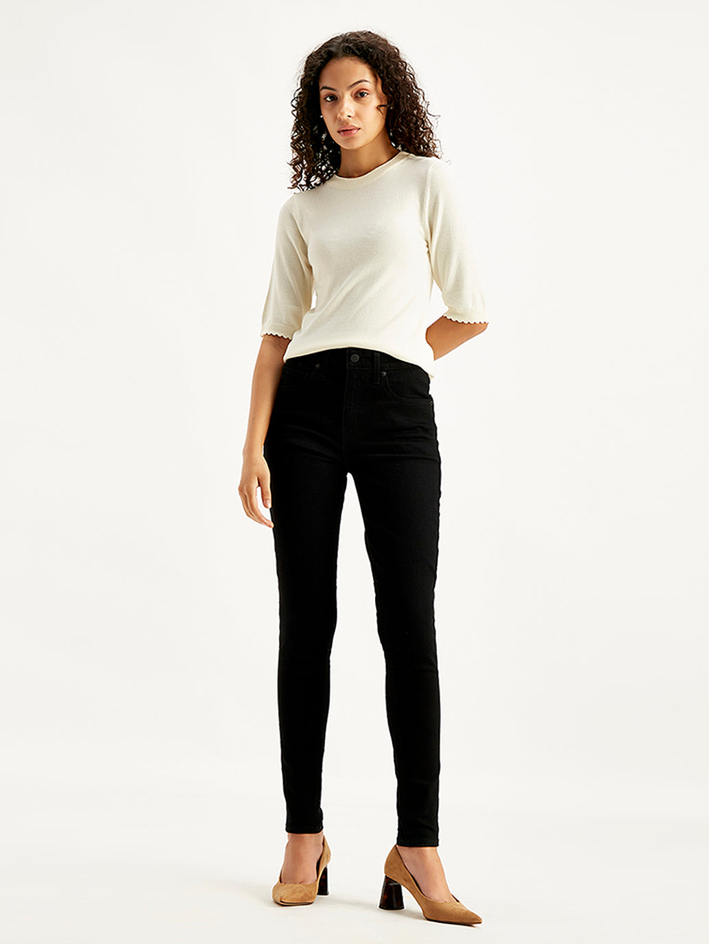 Women's High Rise 721 Skinny Black Jeans