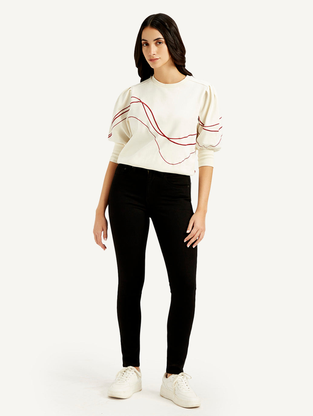 Women's 721 Black Skinny Fit High Rise Jeans - Front View