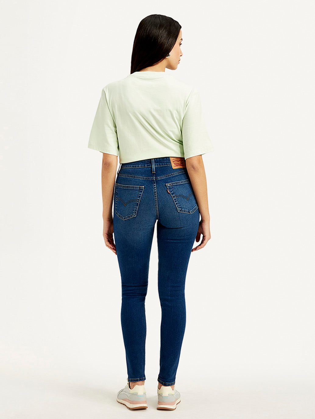 Women's 721 Blue Skinny Fit High Rise Jeans - Back View