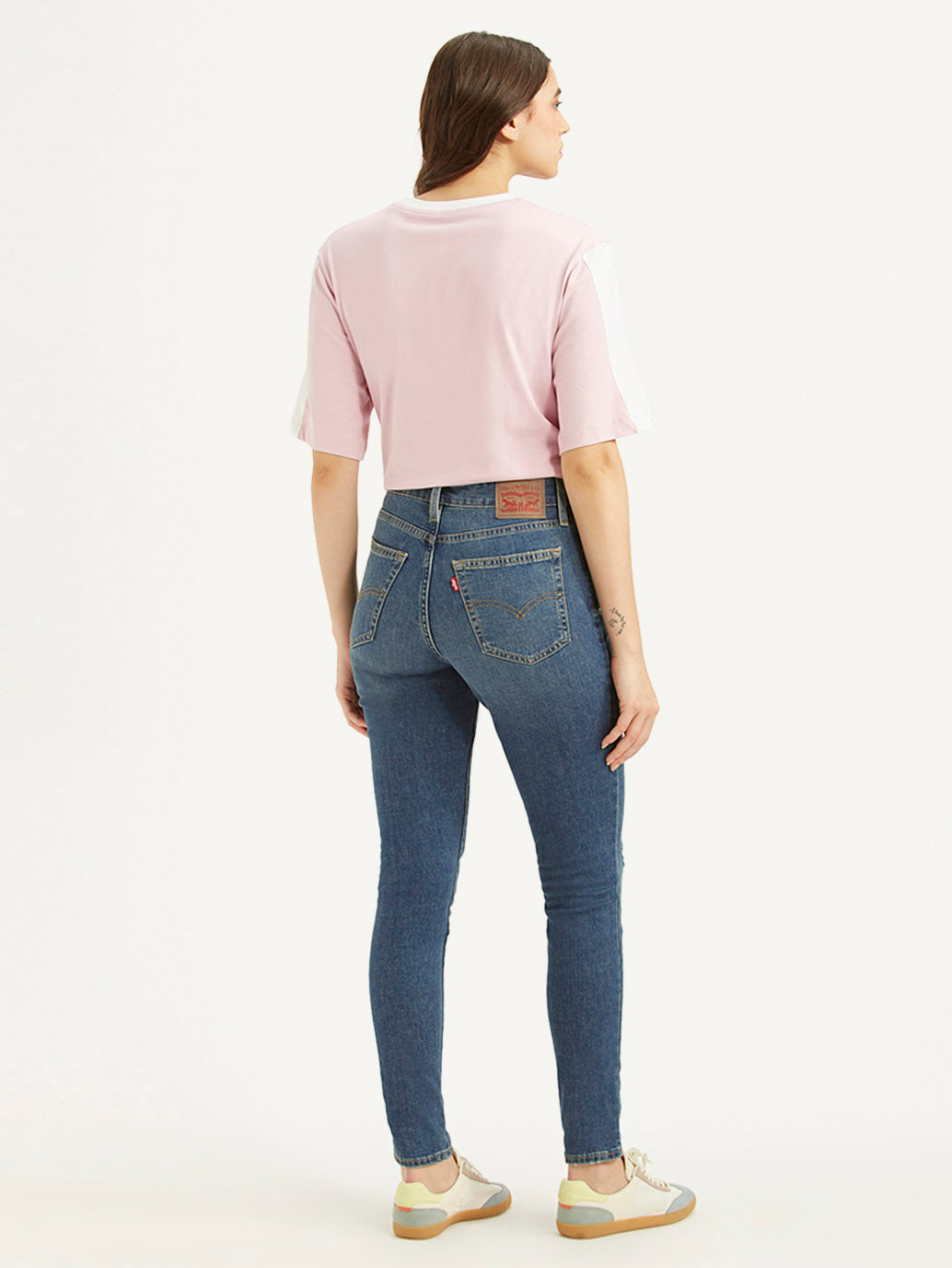 Women's 721 Blue Skinny Fit Mid Rise Jeans - Back View