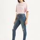 Women's 721 Blue Skinny Fit Mid Rise Jeans - Side View